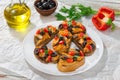 Delicious tapas with pieces of mackerel fish Royalty Free Stock Photo