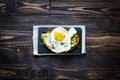 Delicious Tasty Avocado Eggs and Tomato Cheese Toasts Royalty Free Stock Photo