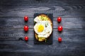 Delicious Tasty Avocado Eggs and Tomato Cheese Toasts Royalty Free Stock Photo