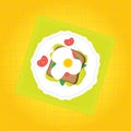 Delicious tasty breakfast cartoon illustration. Royalty Free Stock Photo