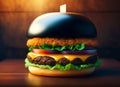 Ai Generative Delight Your Taste Buds with a Savory Fast Food Cheese Burger Royalty Free Stock Photo