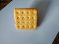 delicious and tasty crunchy cheese sandwich biscuit agains white background