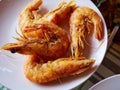 Delicious tasty freshly fried shrimps