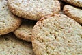 Delicious, tasty, sweet brown cookies, made with oatmeal and white wheat integral whole grain flour, sweets, sweetmeats, food