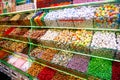 Delicious tasty turkish delight sweets and dried fruits at Grand bazaar, Istanbul, Turkey Royalty Free Stock Photo