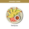 Delicious Tempura with soy sauce from Japanese cuisine