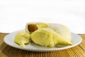Delicious thai fruit, piece of durian on dish
