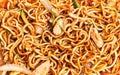 Delicious thai noodles with chicken and vegetable texture