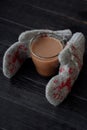 Delicious thick hot chocolate and knit mittens