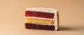 delicious three-layered cake with vanilla frosting