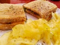 Delicious toast sandwich and potato chips