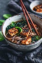 Delicious tofu stir-fry with soba noodles and vegetables