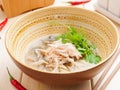 Delicious Tom Kha soup with coconut milk chicken and mushrooms. Asian cuisine Royalty Free Stock Photo