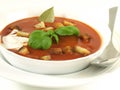 Delicious tomato soup with croutons for a starter Royalty Free Stock Photo