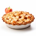 Delicious Traditional Apple Pie Isolated on White Background. Royalty Free Stock Photo
