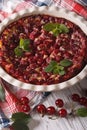 Delicious traditional cherry pie Clafoutis close-up Royalty Free Stock Photo