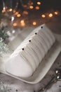 Delicious traditional frozen french Christmas cake Royalty Free Stock Photo