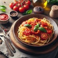 delicious traditional italian pasta puttanesca Royalty Free Stock Photo