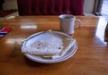 Delicious traditional scandinavian potato lefse and a cup of coffee