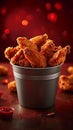 Delicious treat a bucket filled with mouthwatering Kentucky fried chicken