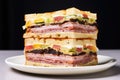 delicious triple decker sandwich with transparent layers