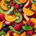 delicious tropical fruit salad in small pieces of fruit.