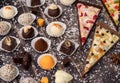 Delicious truffles and slices of chocolate pizza