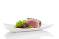 Delicious tuna steak with salad.