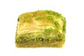 Delicious Turkish baklava with green pistachio nuts. Royalty Free Stock Photo