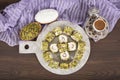 Delicious Turkish Delight with pistachios. Assortment of Turkish delight with pistachio. Mixed Turkish Delight. local name Antep