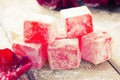 Delicious Turkish Delight with rose flower Royalty Free Stock Photo