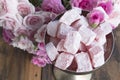 Delicious Turkish Delight of Roses in Silver Champagne Glass