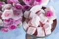 Delicious Turkish Delight of Roses in Silver Champagne Glass