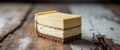 Delicious Two Layered Cheesecake Slice On Wood. Royalty Free Stock Photo
