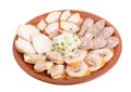 Delicious ukrainian cold cuts platter. Royalty Free Stock Photo