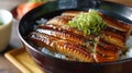 delicious unagi rice bowl photo Royalty Free Stock Photo