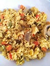 delicious Valencian paella with rice and other ingredients