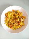 delicious Valencian paella with rice and other ingredients