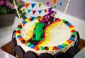 Delicious vanilla cake for children birthday party