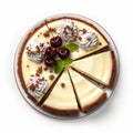 Delicious Vanilla Cheesecake With Cream, Cherries, And Icing Royalty Free Stock Photo