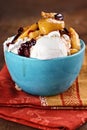 Delicious Vanilla Ice Cream with Apple Cranberry Crisp Royalty Free Stock Photo