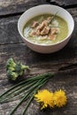 Delicious vegan creamy broccoli soup with home made bread croutons