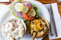 Delicious vegan mushroom burger meal