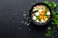 Delicious vegetable soup with chicken meatballs and pearl barley Royalty Free Stock Photo