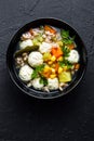 Delicious vegetable soup with chicken meatballs and pearl barley Royalty Free Stock Photo