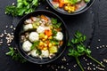 Delicious vegetable soup with chicken meatballs and pearl barley Royalty Free Stock Photo