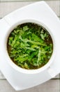 Delicious vegetable soup with sorrel