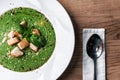 Delicious vegetable green cream soup Royalty Free Stock Photo