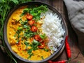 Delicious Vegetarian Curry Dish with Rice