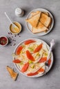 Delicious vegetarian fresh salad of fennel and grapefruit with a spicy dressing